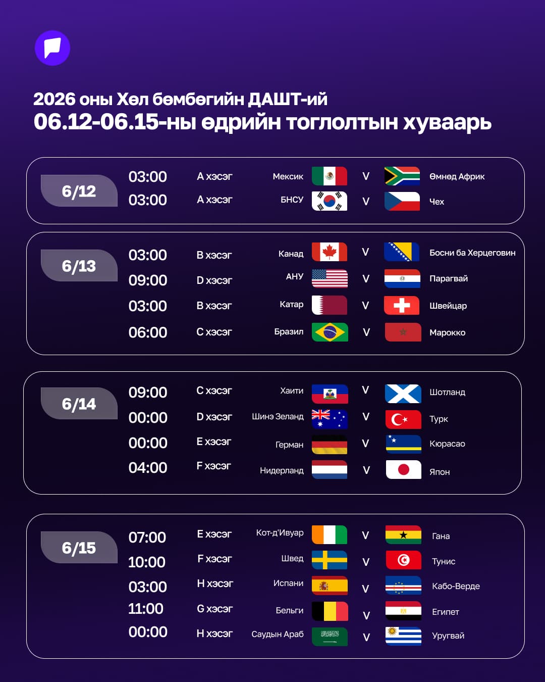 Өнөөдөр Хөл бөмбөгийн ДАШТ Монголын цагаар шөнийн 03:00 цагт эхэлнэ - онцлох нийтлэлийн зураг